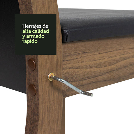 Juego de comedor Dallas Marrón y Negro 80x76cm Cuadrado de Cuatro Puestos con Cuatro Sillas - COMEDORES | Bylmo