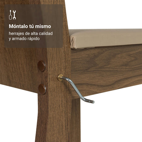 Juego de comedor Maya Marrón y Beige 80x77cm Cuadrado de Cuatro Puestos con Cuatro Sillas - COMEDORES | Bylmo