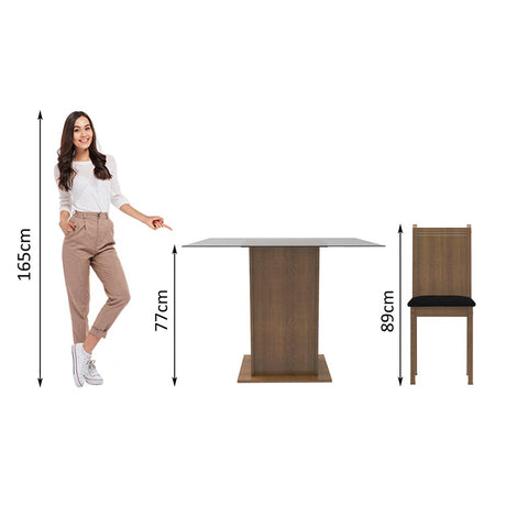 Juego de comedor Maya Marrón y Negro 80x77cm Cuadrado de Cuatro Puestos con Cuatro Sillas - COMEDORES | Bylmo