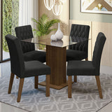 Juego de comedor Noemi Marrón y Negro 80x76cm Cuadrado de Cuatro Puestos con Cuatro Sillas - COMEDORES | Bylmo