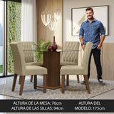 Juego de comedor Noemi Marrón y Beige 80x76cm Cuadrado de Cuatro Puestos con Cuatro Sillas - COMEDORES | Bylmo