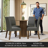Juego de comedor Ivy Marrón y Plata 80x76cm Cuadrado de Cuatro Puestos con Cuatro Sillas - COMEDORES | Bylmo