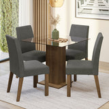 Juego de comedor Ivy Marrón y Plata 80x76cm Cuadrado de Cuatro Puestos con Cuatro Sillas - COMEDORES | Bylmo