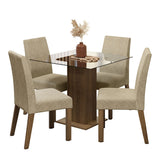 Juego de comedor Ivy Marrón y Beige 80x76cm Cuadrado de Cuatro Puestos con Cuatro Sillas - COMEDORES | Bylmo
