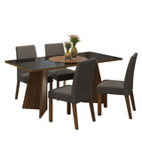Juego de comedor Taylor Negro y Marrón 180x78cm Rectangular de Cuatro Puestos con Cuatro Sillas - COMEDORES | Bylmo