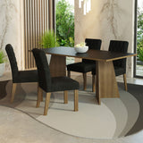 Juego de comedor Ruby Negro Oxford y Marrón 180x78cm Rectangular de Cuatro Puestos con Cuatro Sillas - COMEDORES | Bylmo