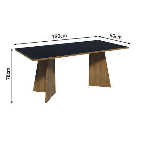 Juego de comedor Ruby Negro Oxford y Marrón 180x78cm Rectangular de Cuatro Puestos con Cuatro Sillas - COMEDORES | Bylmo