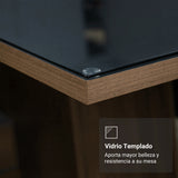Juego de comedor Harper Negro Oxford y Marrón 180x78cm Rectangular de Cuatro Puestos con Cuatro Sillas - COMEDORES | Bylmo