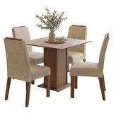 Juego de comedor Aspen Marrón y Crema 90x78cm Cuadrado de Cuatro Puestos con Cuatro Sillas - COMEDORES | Bylmo