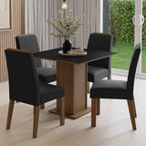 Juego de comedor Aspen Marrón y Negro 90x78cm Cuadrado de Cuatro Puestos con Cuatro Sillas - COMEDORES | Bylmo