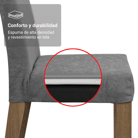 Juego de comedor Aspen Marrón y Gris 90x78cm Cuadrado de Cuatro Puestos con Cuatro Sillas - COMEDORES | Bylmo
