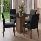 Juego de comedor Sines Marrón y Negro 90x78cm Cuadrado de Cuatro Puestos con Cuatro Sillas - COMEDORES | Bylmo