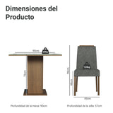 Juego de comedor Sines Marrón y Gris 90x78cm Cuadrado de Cuatro Puestos con Cuatro Sillas - COMEDORES | Bylmo