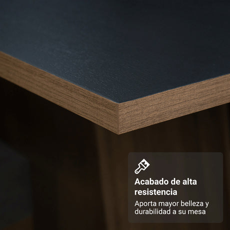 Juego de comedor Cannes Marrón y Negro 90x78cm Cuadrado de Cuatro Puestos con Cuatro Sillas - COMEDORES | Bylmo
