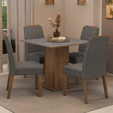 Juego de comedor Cannes Marrón y Gris 90x78cm Cuadrado de Cuatro Puestos con Cuatro Sillas - COMEDORES | Bylmo