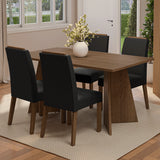 Juego de comedor Évora Marron Oxford y Negro 160x78cm Rectangular de Cuatro Puestos con Cuatro Sillas - COMEDORES | Bylmo