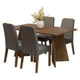 Juego de comedor Évora Marrón y Plateado 160x78cm Rectangular de Cuatro Puestos con Cuatro Sillas - COMEDORES | Bylmo