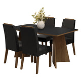 Juego de comedor Évora Marrón y Negro 160x78cm Rectangular de Cuatro Puestos con Cuatro Sillas - COMEDORES | Bylmo