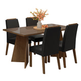 Juego de comedor Braga Marron Oxford y Negro 160x78cm Rectangular de Cuatro Puestos con Cuatro Sillas - COMEDORES | Bylmo