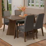 Juego de comedor Braga Marrón y Plateado 160x78cm Rectangular de Cuatro Puestos con Cuatro Sillas - COMEDORES | Bylmo