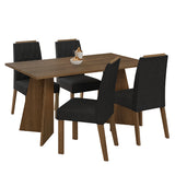 Juego de comedor Tulum Marron Oxford y Negro 160x78cm Rectangular de Cuatro Puestos con Cuatro Sillas - COMEDORES | Bylmo
