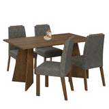 Juego de comedor Tulum Marrón y Plateado 160x78cm Rectangular de Cuatro Puestos con Cuatro Sillas - COMEDORES | Bylmo