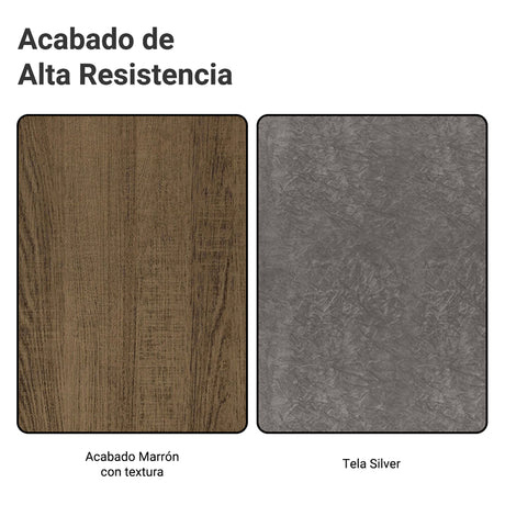 Juego de comedor Tulum Marrón y Plateado 160x78cm Rectangular de Cuatro Puestos con Cuatro Sillas - COMEDORES | Bylmo