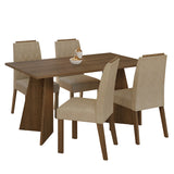 Juego de comedor Tulum Marrón y Beige 160x78cm Rectangular de Cuatro Puestos con Cuatro Sillas - COMEDORES | Bylmo