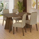 Juego de comedor Tulum Marrón y Beige 160x78cm Rectangular de Cuatro Puestos con Cuatro Sillas - COMEDORES | Bylmo