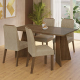 Juego de comedor Porto Marrón y Beige 160x78cm Rectangular de Cuatro Puestos con Cuatro Sillas - COMEDORES | Bylmo