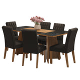 Juego de comedor Marissa Marrón y Negro 180x78cm Rectangular de Seis Puestos con Seis Sillas - COMEDORES | Bylmo