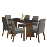 Juego de comedor York Marrón y Negro 180x78cm Rectangular de Seis Puestos con Seis Sillas - COMEDORES | Bylmo