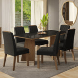 Juego de comedor Siena Marrón y Negro Oxford 180x78cm Rectangular de Seis Puestos con Seis Sillas - COMEDORES | Bylmo