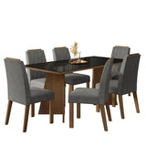 Juego de comedor Siena Marrón y Negro 180x78cm Rectangular de Seis Puestos con Seis Sillas - COMEDORES | Bylmo