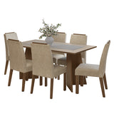 Juego de comedor Soho Marrón y Crema 160x78cm Rectangular de Seis Puestos con Seis Sillas - COMEDORES | Bylmo