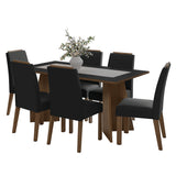 Juego de comedor Soho Marrón y Negro Oxford 160x78cm Rectangular de Seis Puestos con Seis Sillas - COMEDORES | Bylmo