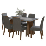 Juego de comedor Soho Marrón y Gris 160x78cm Rectangular de Seis Puestos con Seis Sillas - COMEDORES | Bylmo