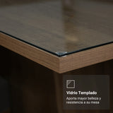 Juego de comedor Madrid Marrón y Beige 160x78cm Rectangular de Seis Puestos con Seis Sillas - COMEDORES | Bylmo