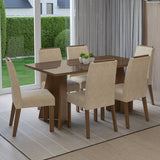 Juego de comedor Madrid Marrón y Beige 160x78cm Rectangular de Seis Puestos con Seis Sillas - COMEDORES | Bylmo