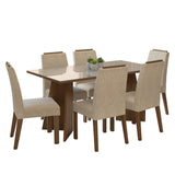 Juego de comedor Madrid Marrón y Crema 160x78cm Rectangular de Seis Puestos con Seis Sillas - COMEDORES | Bylmo