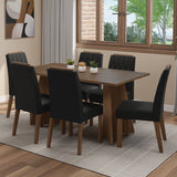 Juego de comedor Leon Marron Oxford y Negro 160x78cm Rectangular de Seis Puestos con Seis Sillas - COMEDORES | Bylmo
