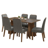 Juego de comedor Leon Marrón y Plateado 160x78cm Rectangular de Seis Puestos con Seis Sillas - COMEDORES | Bylmo