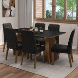 Juego de comedor Leon Marrón y Negro Oxford 160x78cm Rectangular de Seis Puestos con Seis Sillas - COMEDORES | Bylmo