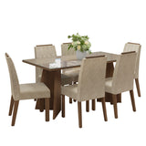 Juego de comedor Sintra Marrón y Crema 160x78cm Rectangular de Seis Puestos con Seis Sillas - COMEDORES | Bylmo