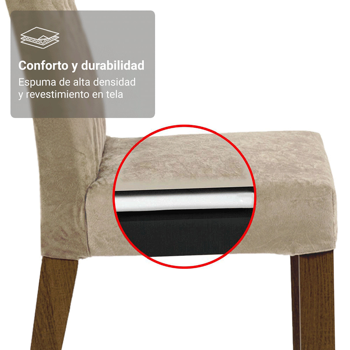 Juego de comedor Sintra Marrón y Crema 160x78cm Rectangular de Seis Puestos con Seis Sillas - COMEDORES | Bylmo
