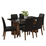 Juego de comedor Sintra Marrón y Negro Oxford 160x78cm Rectangular de Seis Puestos con Seis Sillas - COMEDORES | Bylmo