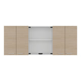 Mueble Superior de Cocina Blanco y Cartagena 150x60cm con Seis Puertas con Locero - MUEBLES SUPERIORES DE COCINA | Bylmo