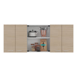Mueble Superior de Cocina Blanco y Cartagena 150x60cm con Seis Puertas con Locero - MUEBLES SUPERIORES DE COCINA | Bylmo