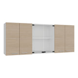 Mueble Superior de Cocina Blanco y Cartagena 150x60cm con Seis Puertas con Locero - MUEBLES SUPERIORES DE COCINA | Bylmo