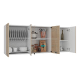 Mueble Superior de Cocina Blanco y Cartagena 150x60cm con Seis Puertas con Locero - MUEBLES SUPERIORES DE COCINA | Bylmo